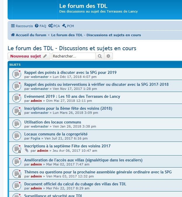 ACCÈS AU NOUVEAU FORUM DES TDL